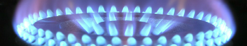 blue flames of gas stove