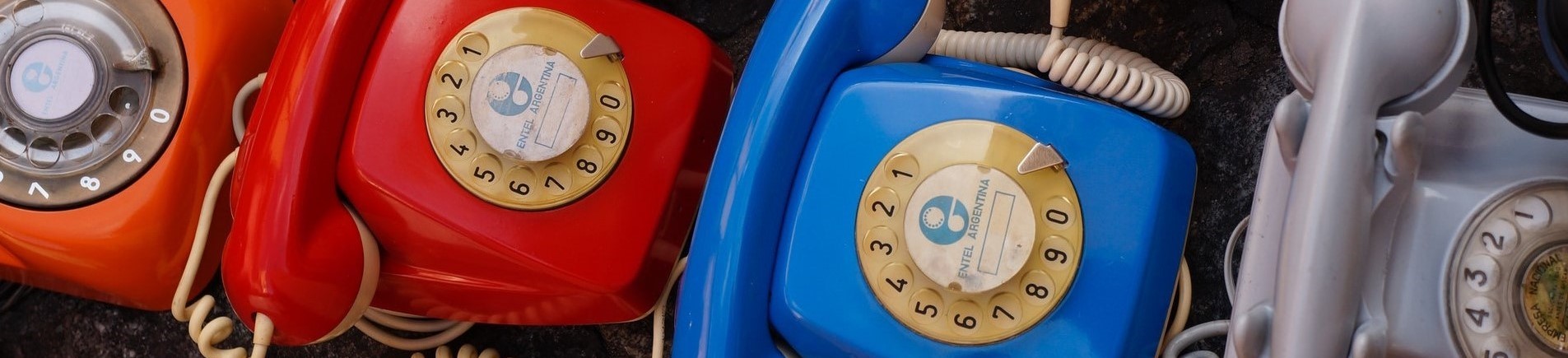 colorful rotary telephones