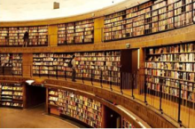 bookshelves in Stockholm Public Library